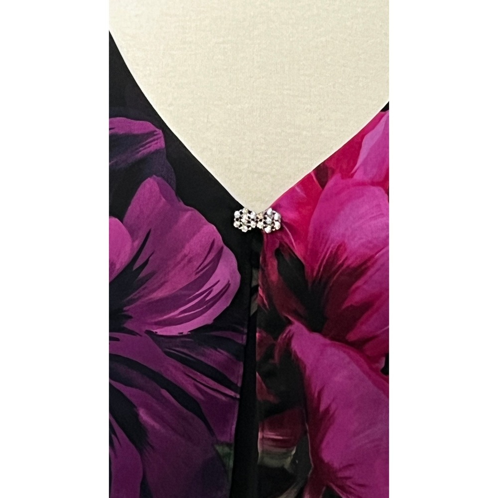 SLNY Womens Purple Pink Floral Tiered Chiffon Dress 14 Bloomcore Fairy Boho - Picture 10 of 12
